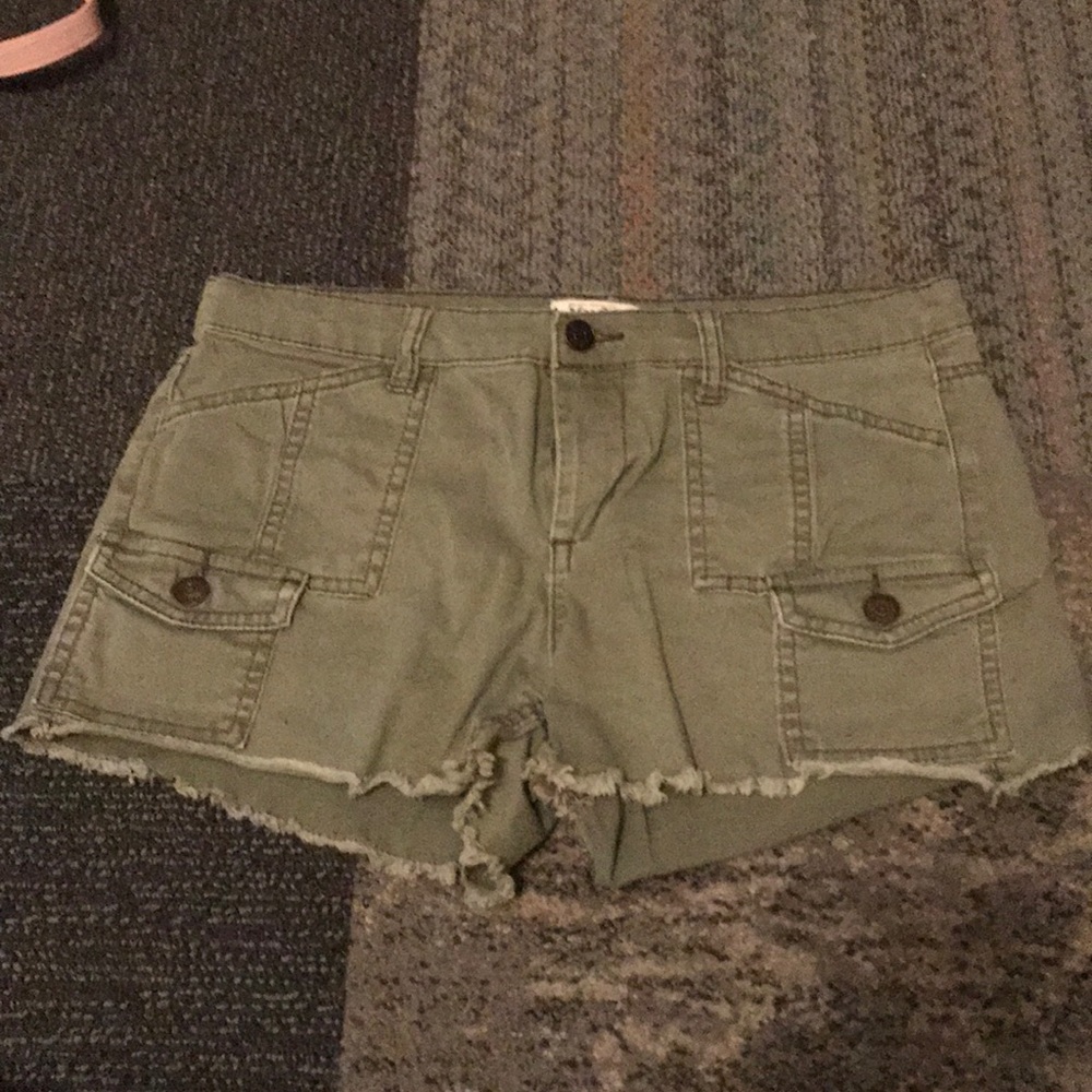 Army green “jean-like” shorts